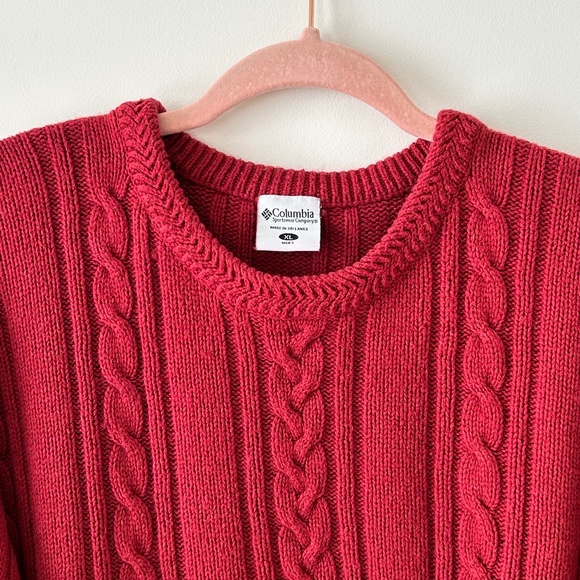 Columbia Red Cable Knit Crewneck Sweater - Picture 5 of 16